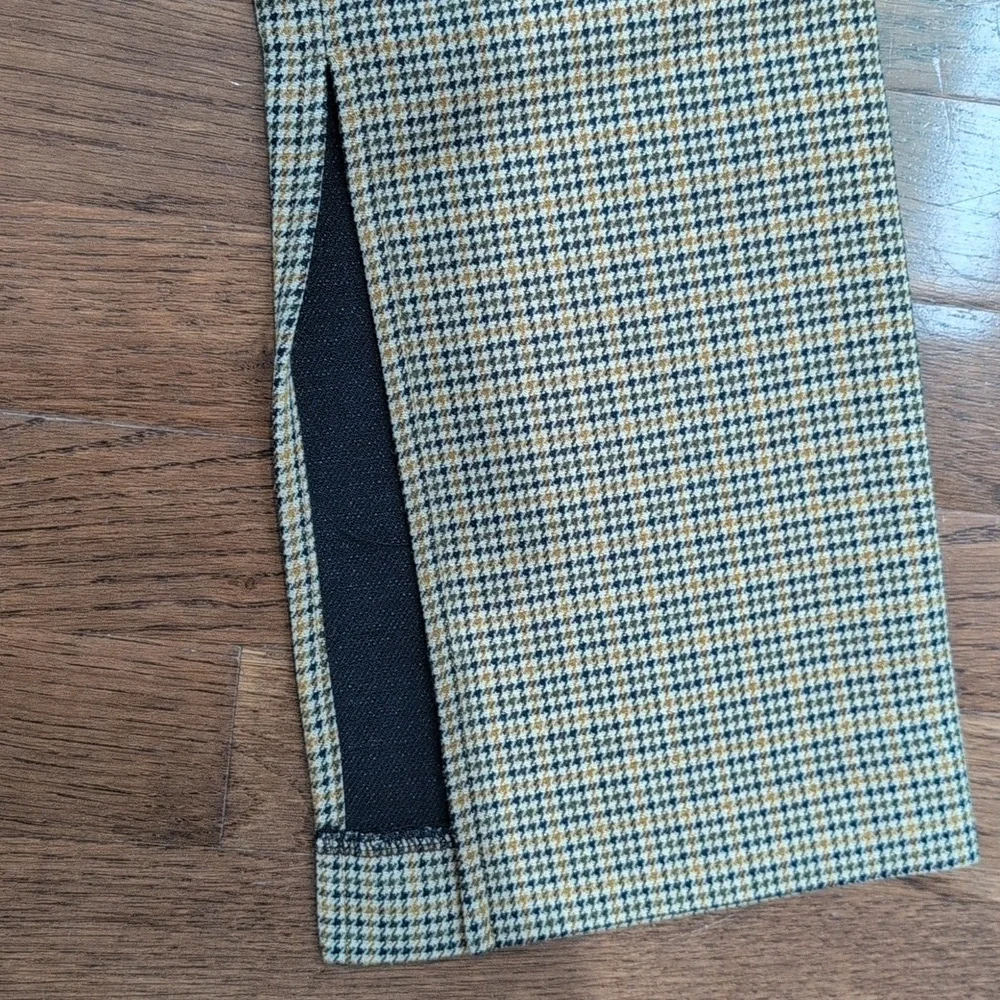 A.L.C. Javier Tan & Navy Plaid Split Hem Trousers Dress Pant Size 2 Waist 15" - Picture 10 of 15